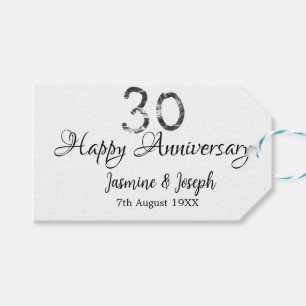 Silver Metallic 30. Happy Jubiläum Name hinzufügen Geschenkanhänger