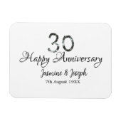 Silver Metallic 30. Happy Jubiläum Name hinzufügen Magnet (Horizontal)