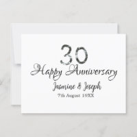 Silver Metallic 30. Happy Jubiläum Name hinzufügen