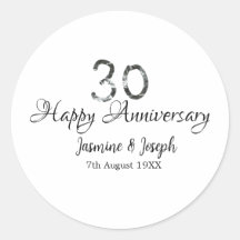 Silver Metallic 30. Happy Jubiläum Name hinzufügen