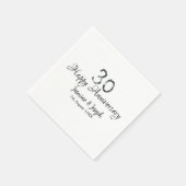 Silver Metallic 30. Happy Jubiläum Name hinzufügen Serviette (Ecke)