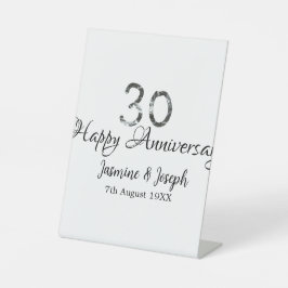 Silver Metallic 30. Happy Jubiläum Name hinzufügen Sockelschild