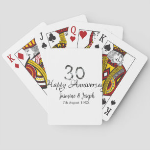 Silver Metallic 30. Happy Jubiläum Name hinzufügen Spielkarten