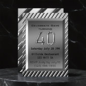 Silver Metallic 40. Geburtstag Einladung