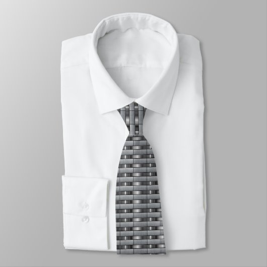 Silver Metallic Band Neck Tie Krawatte (Gebunden)