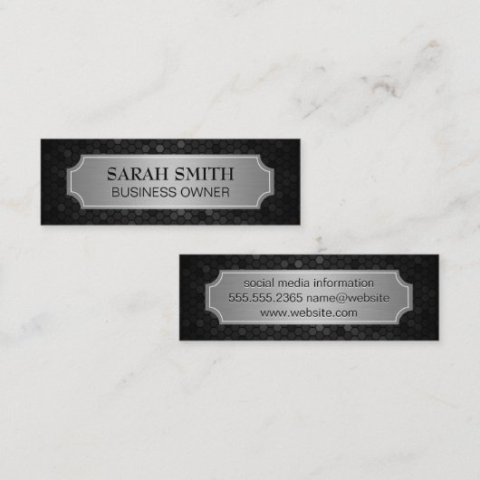 Silver Metallic Banner | Geometric Futuristic Mini Visitenkarte (Vorne/Hinten)