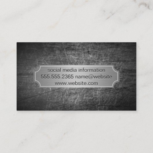 Silver Metallic Banner | Grungy Scratched Metal Visitenkarte (Rückseite)