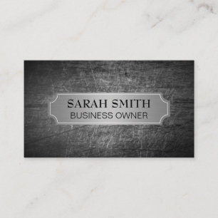 Silver Metallic Banner Grungy Scratched Metal Visitenkarte