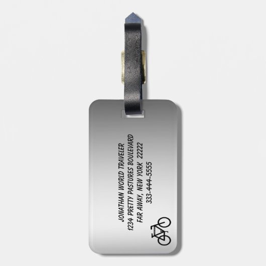 Silver Metallic Bicycle Gepäckanhänger (Rückseite vertikal)