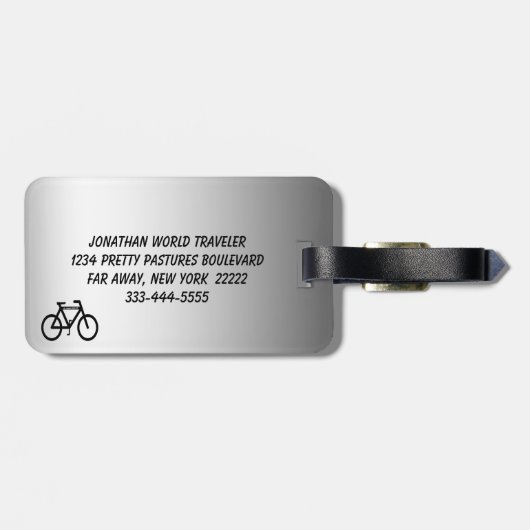 Silver Metallic Bicycle Gepäckanhänger (Rückseite horizontal)