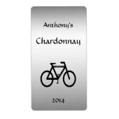 Silver Metallic Bicycle Wine Label (Vorne)