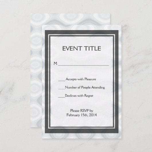 Silver Metallic-Blickwinkel RSVP Karte (Vorne/Hinten)