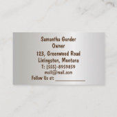 Silver Metallic Blue Glitzer Lady mit Hund Visitenkarte (Rückseite)