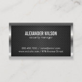 Silver Metallic Border Perforated Mesh Visitenkarte (Rückseite)