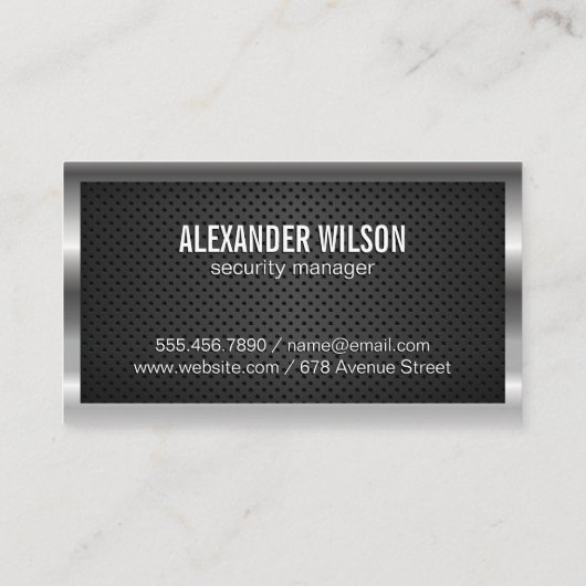 Silver Metallic Border Perforated Mesh Visitenkarte (Rückseite)