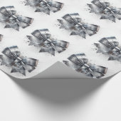 Silver Metallic Bow Imitats Glitzern Geschenkpapier (Ecke)