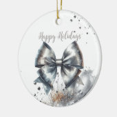 Silver Metallic Bow Radiant Year Akzent Keramik Ornament (Links)