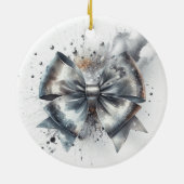 Silver Metallic Bow Radiant Year Akzent Keramik Ornament (Hinten)