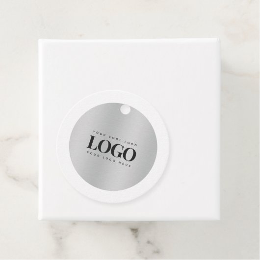 Silver Metallic Business Company Custom Logo Grau Geschenkanhänger (Beispiel)