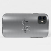 Silver Metallic Chic Elegante Monogram personalize Case-Mate iPhone Hülle (Rückseite (Horizontal))