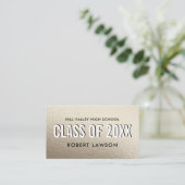 Silver Metallic Class Abschluss Name Social Icon Visitenkarte (Stehend Vorderseite)