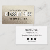 Silver Metallic Class Abschluss Name Social Icon Visitenkarte (Vorne/Hinten)