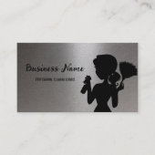 Silver Metallic Cleaning Service Housekeeper Maid Visitenkarte (Vorderseite)