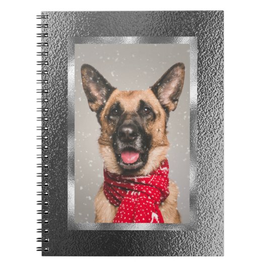 Silver Metallic Custom Foto Spiral Notebook Notizblock (Vorderseite)