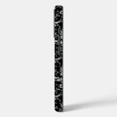 Silver Metallic Damask auf Black Case-Mate iPhone Hülle (Rückseite / Links)