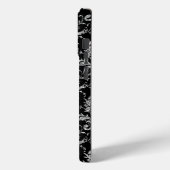 Silver Metallic Damask auf Black Case-Mate iPhone Hülle (Rückseite / Links)