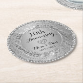 Silver Metallic Damask Runder Pappuntersetzer (Angewinkelt)