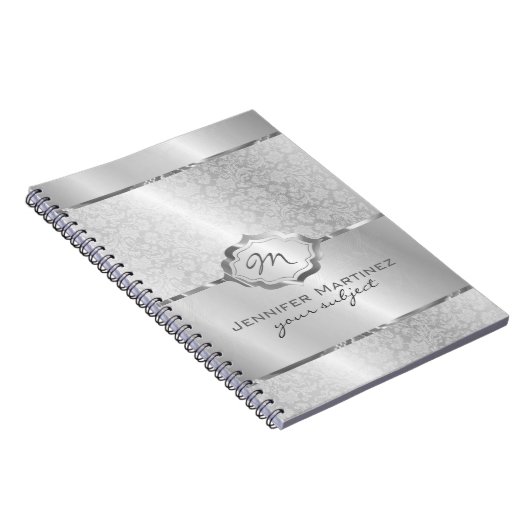 Silver Metallic Design Stainless Steel Look 2 Notizblock (Rechte Seite)