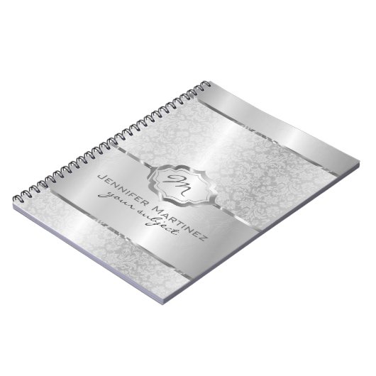 Silver Metallic Design Stainless Steel Look 2 Notizblock (Linke Seite)