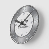 Silver Metallic Diomand Frohe Weihnachten Runde Wanduhr (Winkel)