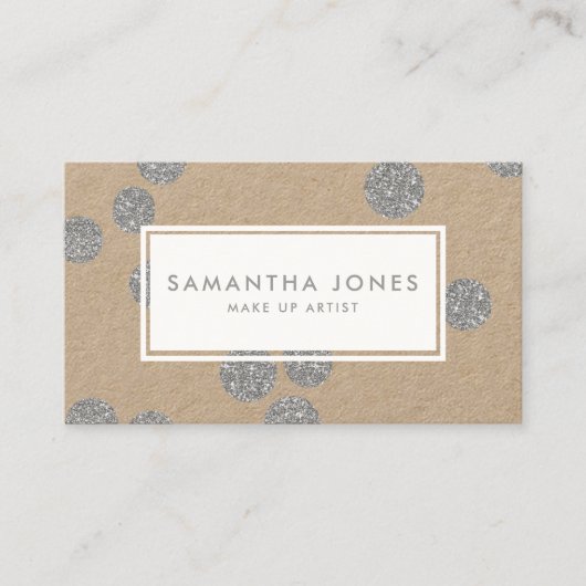 Silver Metallic Dots Classic Moderne bilden Künstl Visitenkarte (Vorderseite)