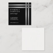 Silver Metallic Double Trim BW Quadratische Visitenkarte (Vorne/Hinten)
