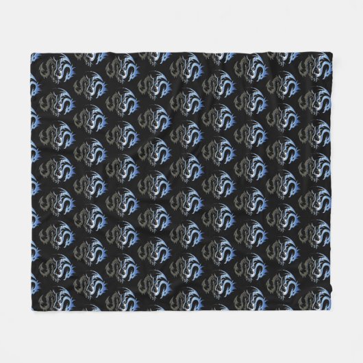 Silver Metallic Dragon Fleecedecke (Vorderseite (Horizontal))