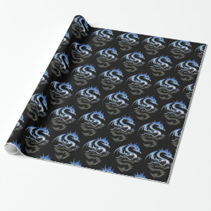 Silver Metallic Dragon Geschenkpapier