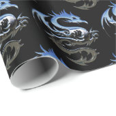 Silver Metallic Dragon Geschenkpapier (Rolleneckpunkt)