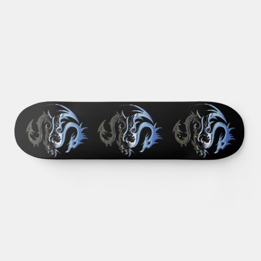Silver Metallic Dragon Skateboard (Horizontal)
