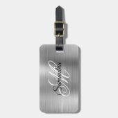 Silver Metallic Extravagant Monogram Gepäckanhänger (Vorderseite vertikal)