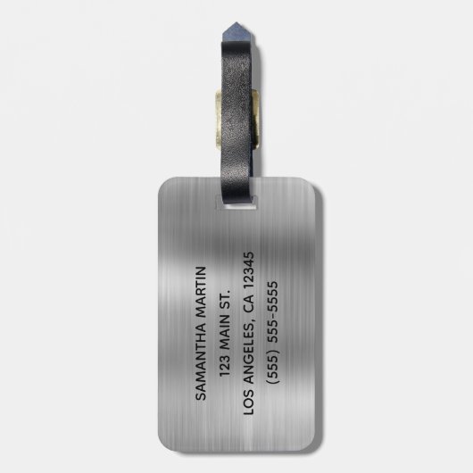 Silver Metallic Extravagant Monogram Gepäckanhänger (Rückseite vertikal)