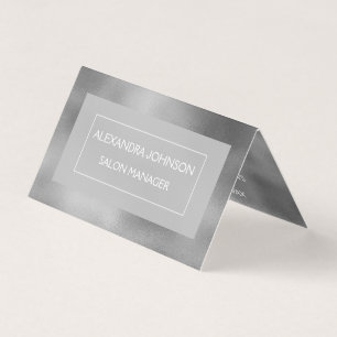 Silver Metallic Foil Stainless Steel Modern Visitenkarten
