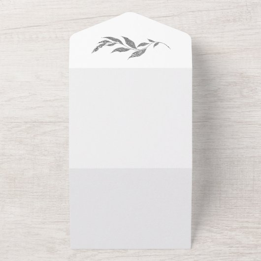 Silver Metallic Foliage Einfache Hochzeit All In One Einladung (Außenbereich)
