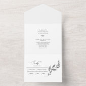 Silver Metallic Foliage Einfache Hochzeit All In One Einladung (Innen)