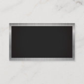 Silver Metallic Frame | Schwarze Textur | Monogram Visitenkarte (Rückseite)