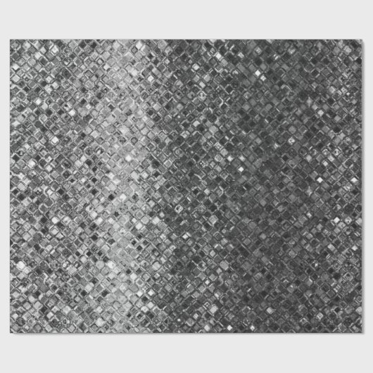 Silver Metallic Glitzer Abstrakt Modernes Geschenk Geschenkpapier (Flach)