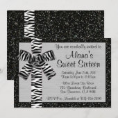 Silver Metallic Glitzer Einladung mit Zebra Bow (Vorne/Hinten)