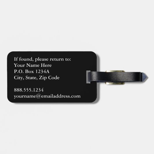 Silver Metallic Glitzer Modernes, elegantes Monogr Gepäckanhänger (Rückseite horizontal)