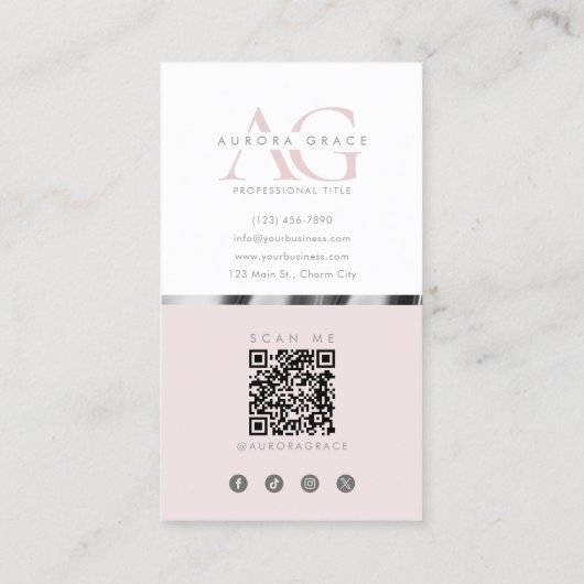 Silver Metallic Grace Visitenkarte (Rückseite)